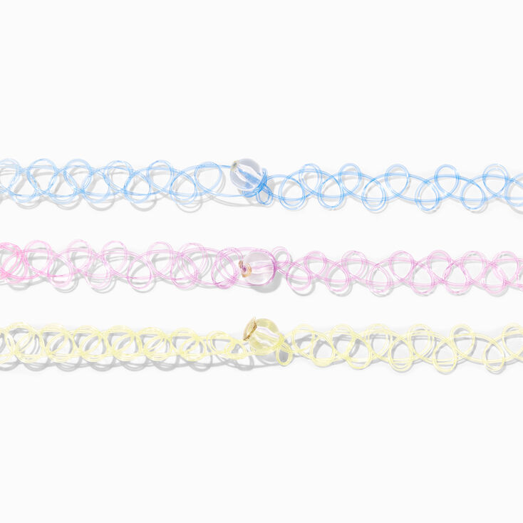 Claire&#39;s Club Kidcore Rainbow Tattoo Choker Necklaces - 3 Pack,