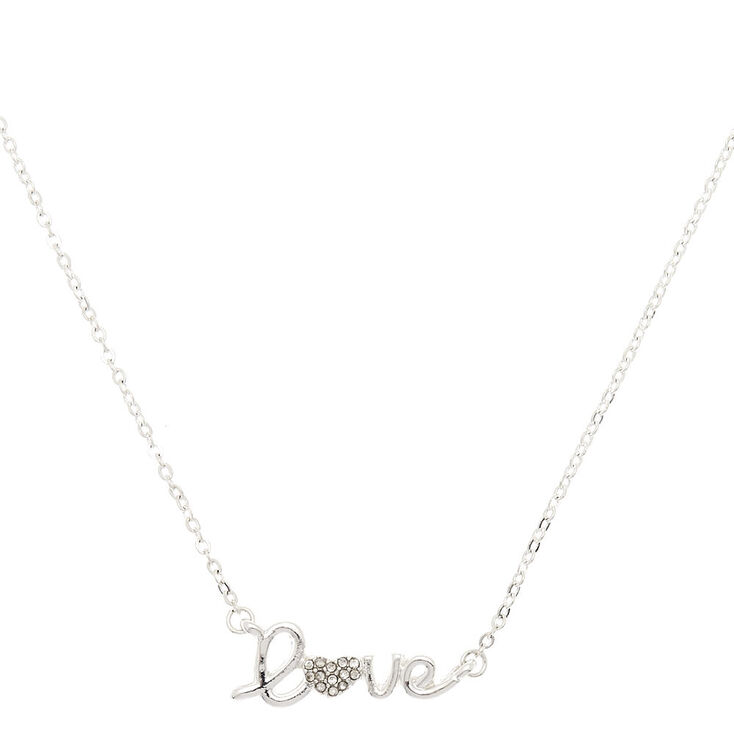 Silver Love Script Pendant Necklace,