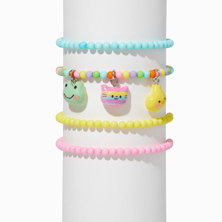 Bracelets &eacute;lastiques avec perles de rocaille petits animaux pastel Claire&#39;s&nbsp;Club - Lot de 4,