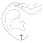 Silver Cross Clip-On Earrings,