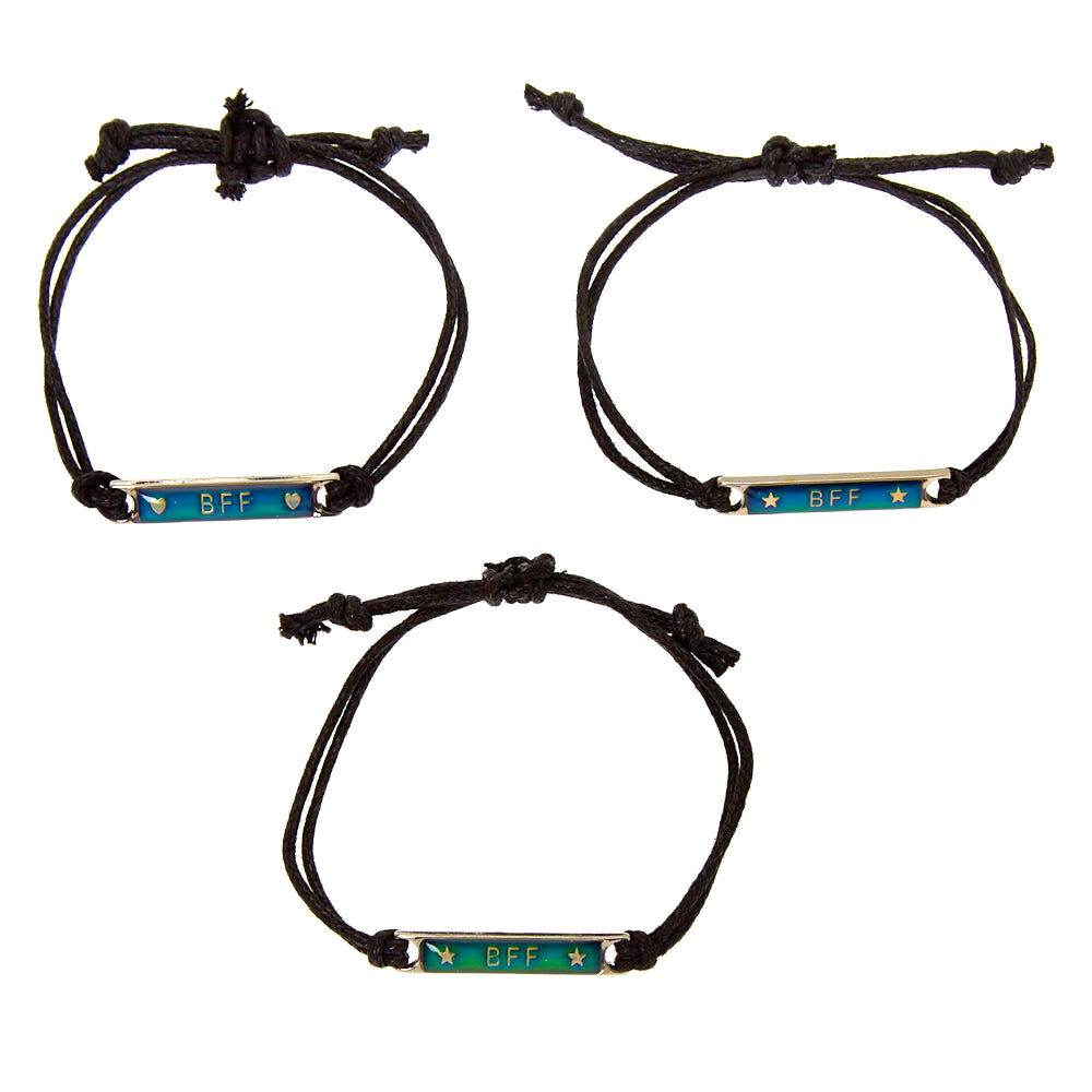 Mood Plate Adjustable Friendship Bracelets - 3 Pack,