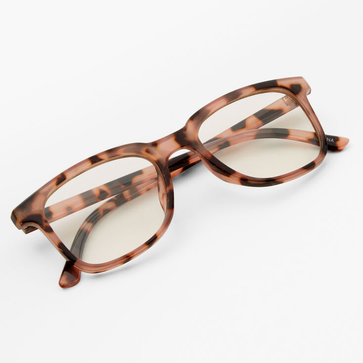 Brown Tortoiseshell Solar Blue Light Reducing Retro Clear Lens Frames,