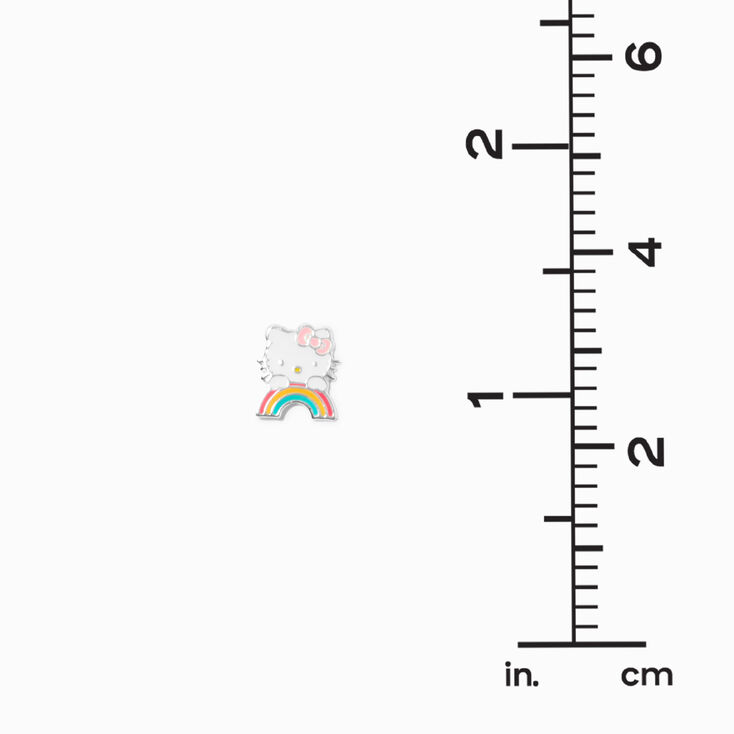 Sterling Silver Hello Kitty&reg; Claire&#39;s Exclusive Rainbow Enamel Stud Earrings,