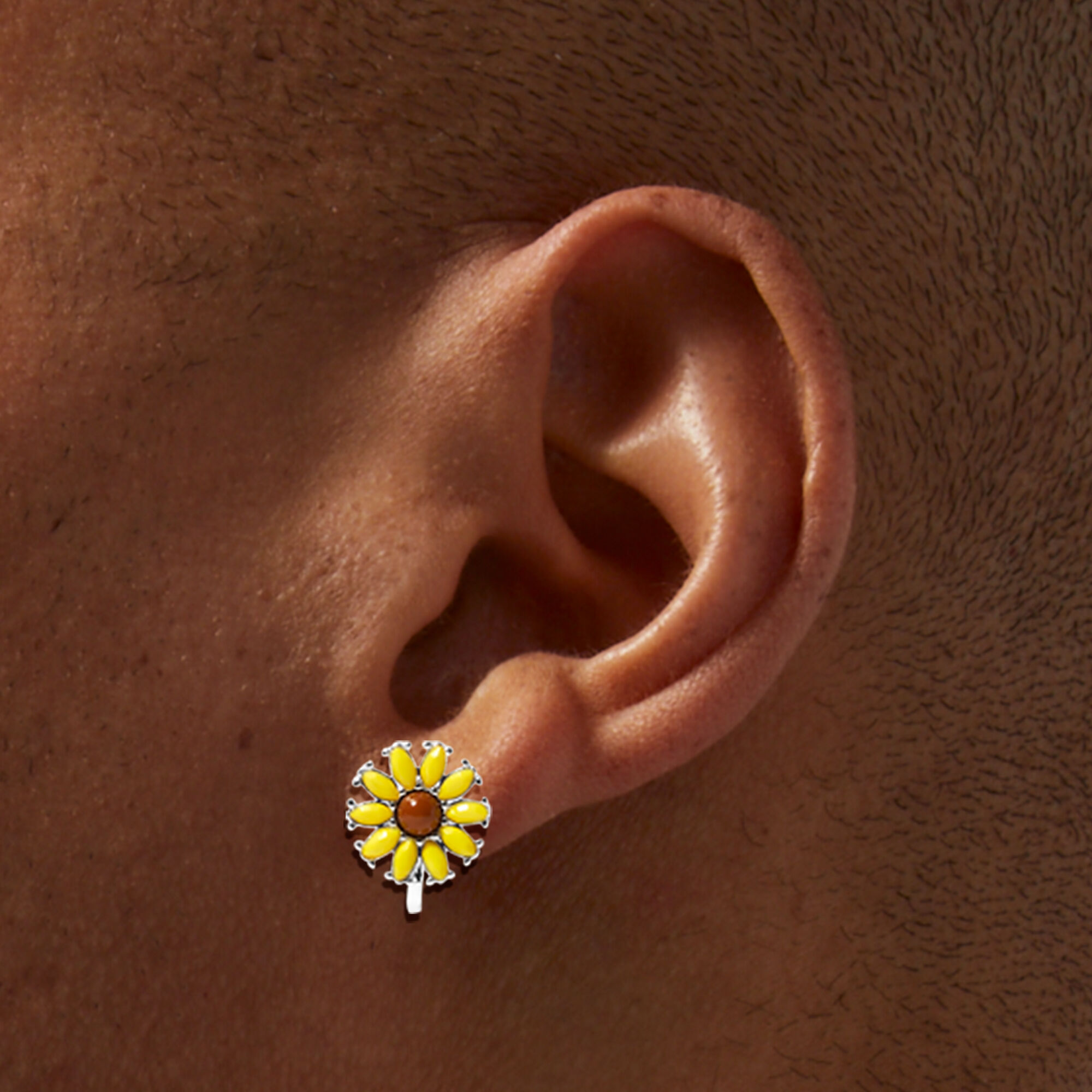 Sunflower clip on earrings deals