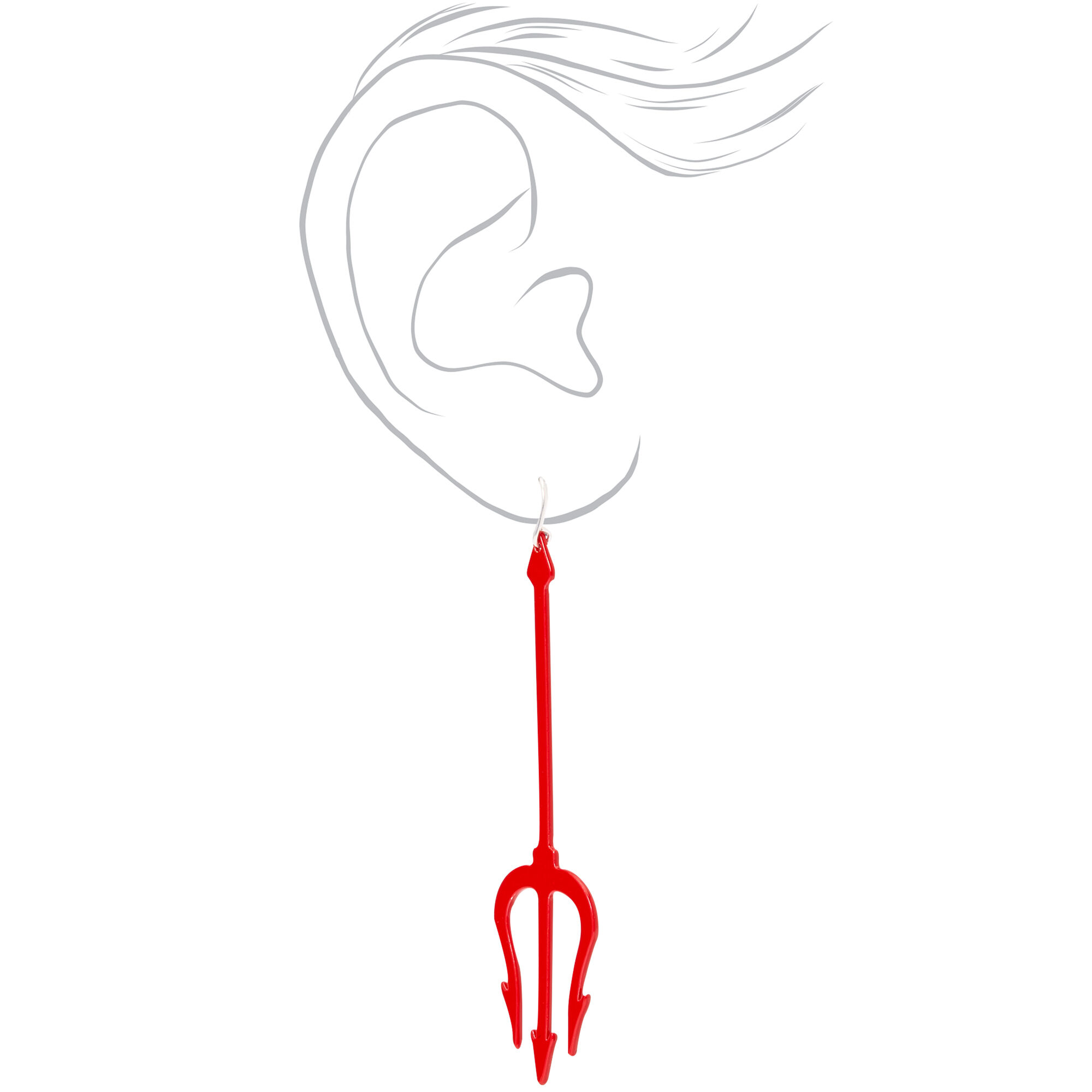 Pitchfork 3" Drop Earrings - Red,