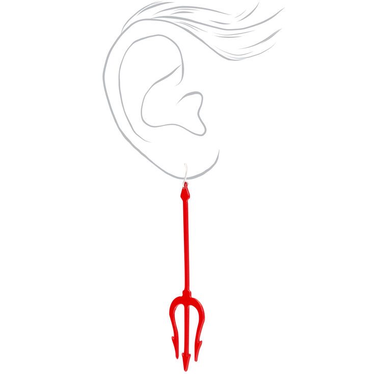 Pitchfork 3&quot; Drop Earrings - Red,