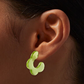Boucles d&rsquo;oreilles empilables fleurs en acrylique vertes - Lot de 3,