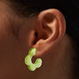 Boucles d&rsquo;oreilles empilables fleurs en acrylique vertes - Lot de 3,