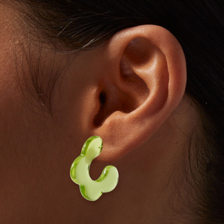 Green Acrylic Flower Earring Stackables Set - 3 Pack,
