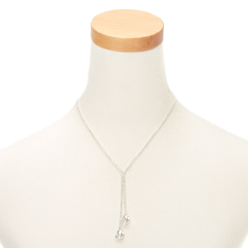 Silver Rhinestone Teardrop Jewelry Set - 2 Pack,