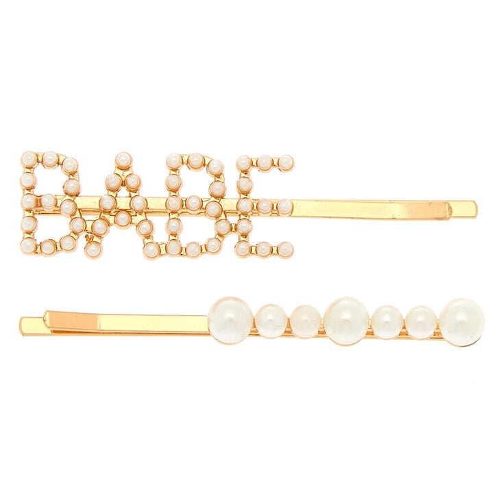 Claire's Lot de 2 Épingles plates « babe » avec perles d'imitation