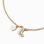 White Bubble Initial Heart Pendant Necklace - L,