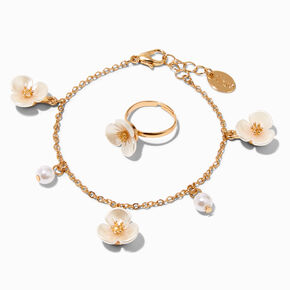 Claire&#39;s Club Floral Gold Jewellery Set - 3 Pack,