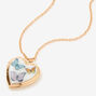 Gold Butterfly Heart Locket Pendant Necklace,