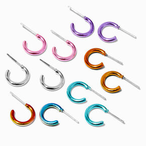 Anodized 15MM Huggie Hoop Earrings - 6 Pack,