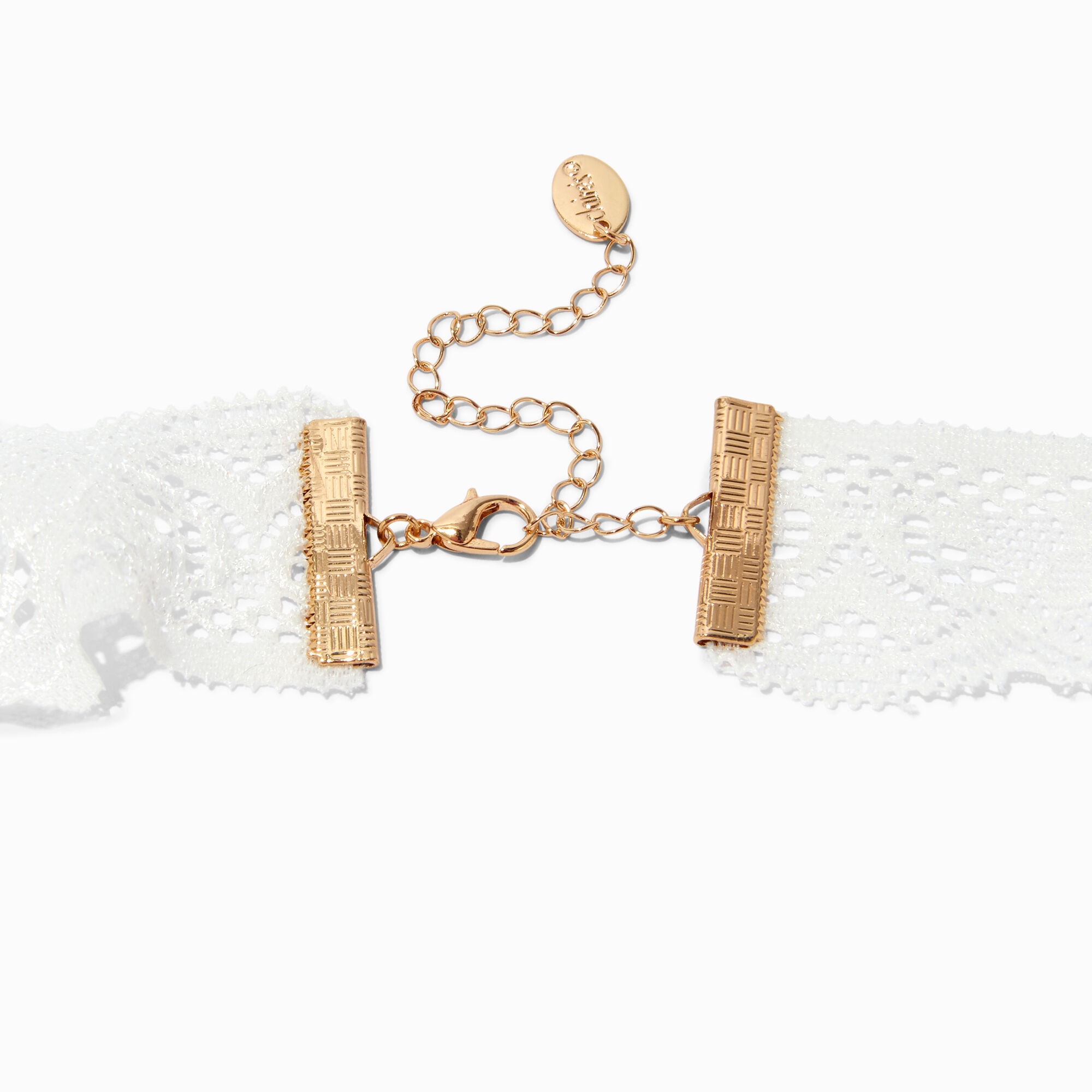 Gold-tone Puffy Heart Lace Necklace,