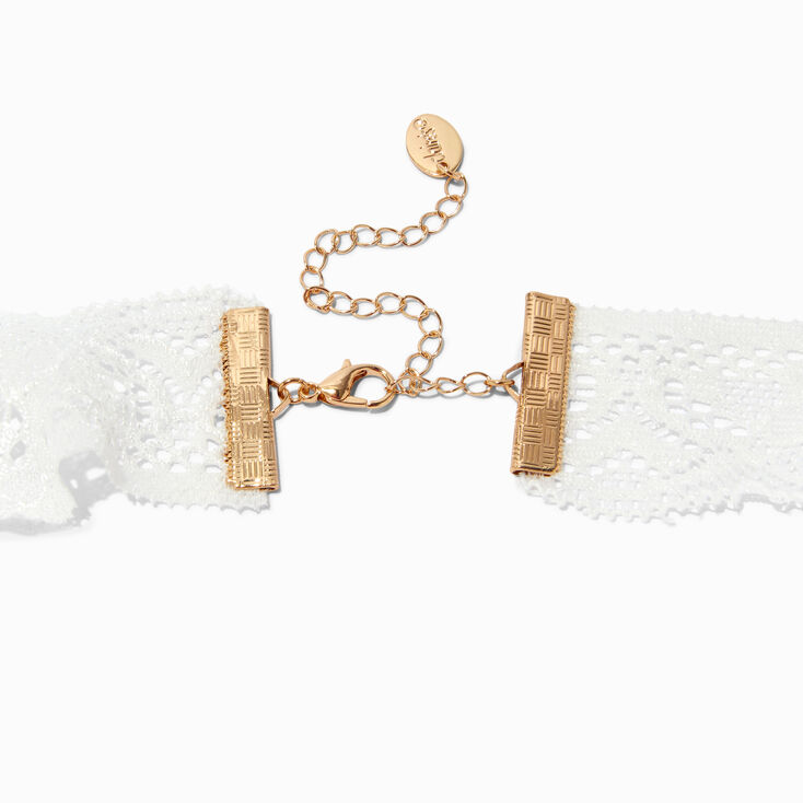 Gold-tone Puffy Heart Lace Necklace,