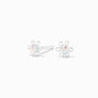 Clous d&#39;oreilles marguerites iris&eacute;es en argent,
