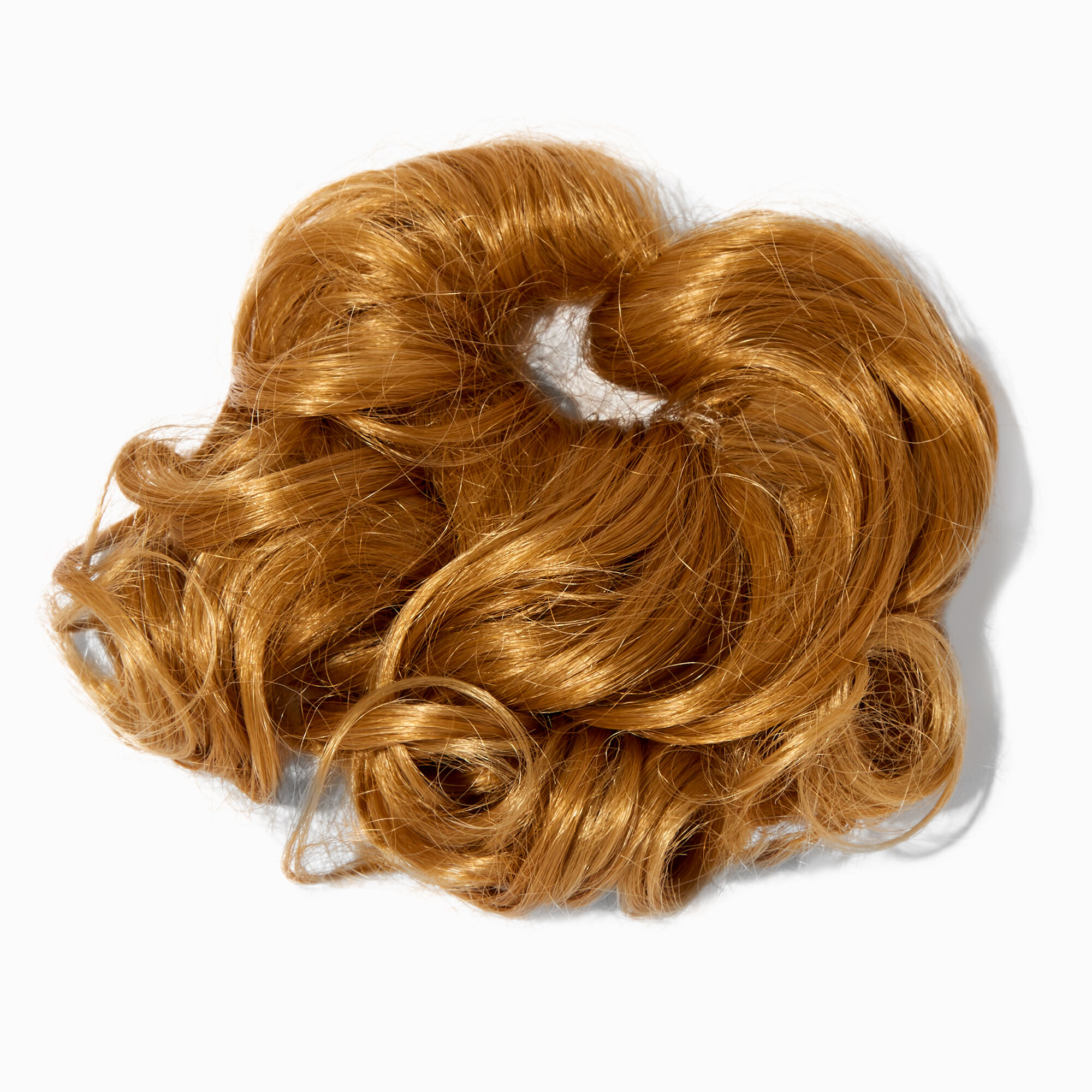 View Claires Curly Faux Hair Bobble Caramel Blonde information
