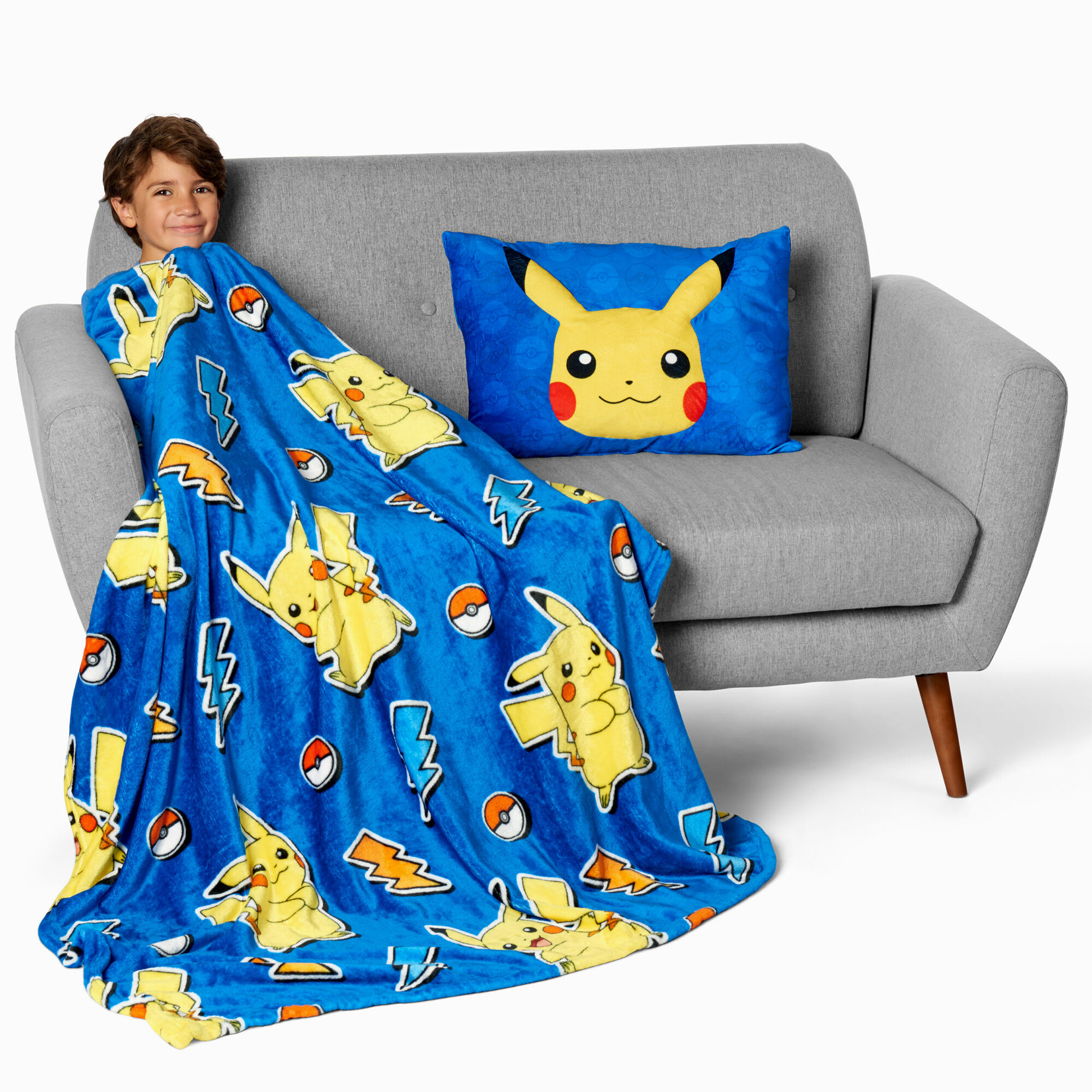 Pokemon Pika Pika Silk Touch Throw Blanket with Plush Pocket Pillow ds Claire s US