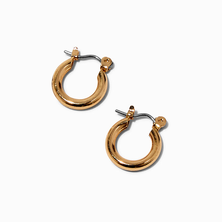 Gold-tone Tube 10mm Hoop Earrings,