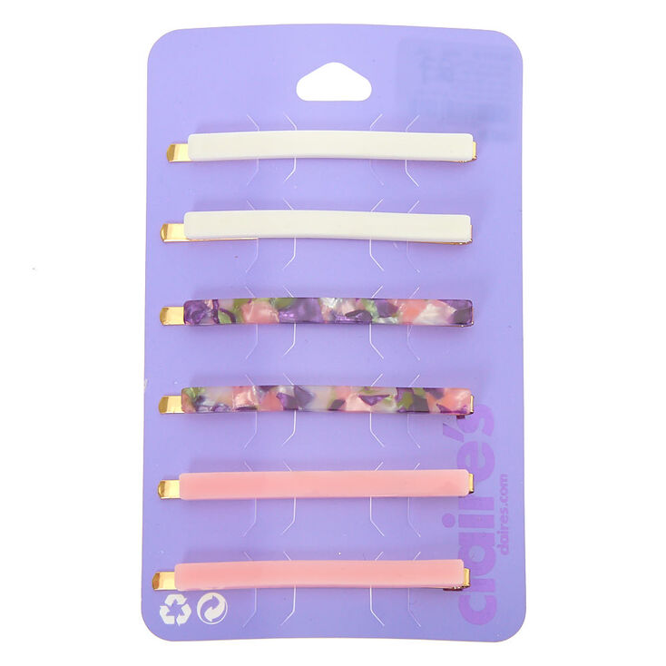 Claire's Lot de 6 Épingles plates à motif écaille de tortue d’un joli rose