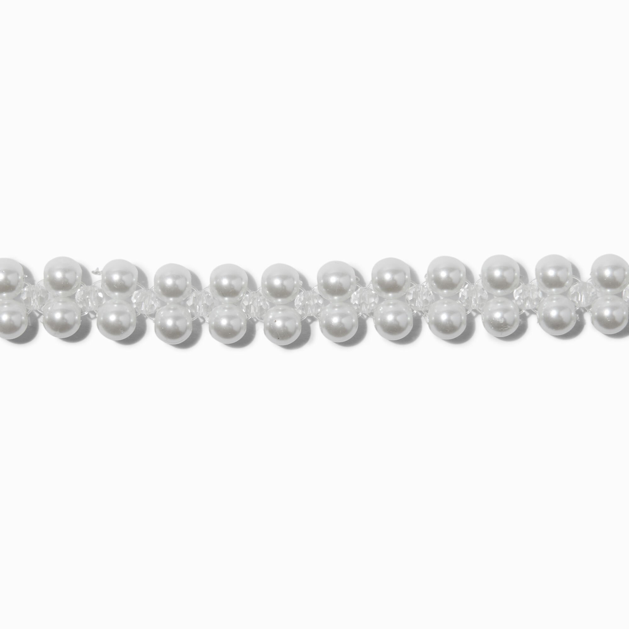 View Claires Tone Double Row Pearl Choker Necklace Silver information