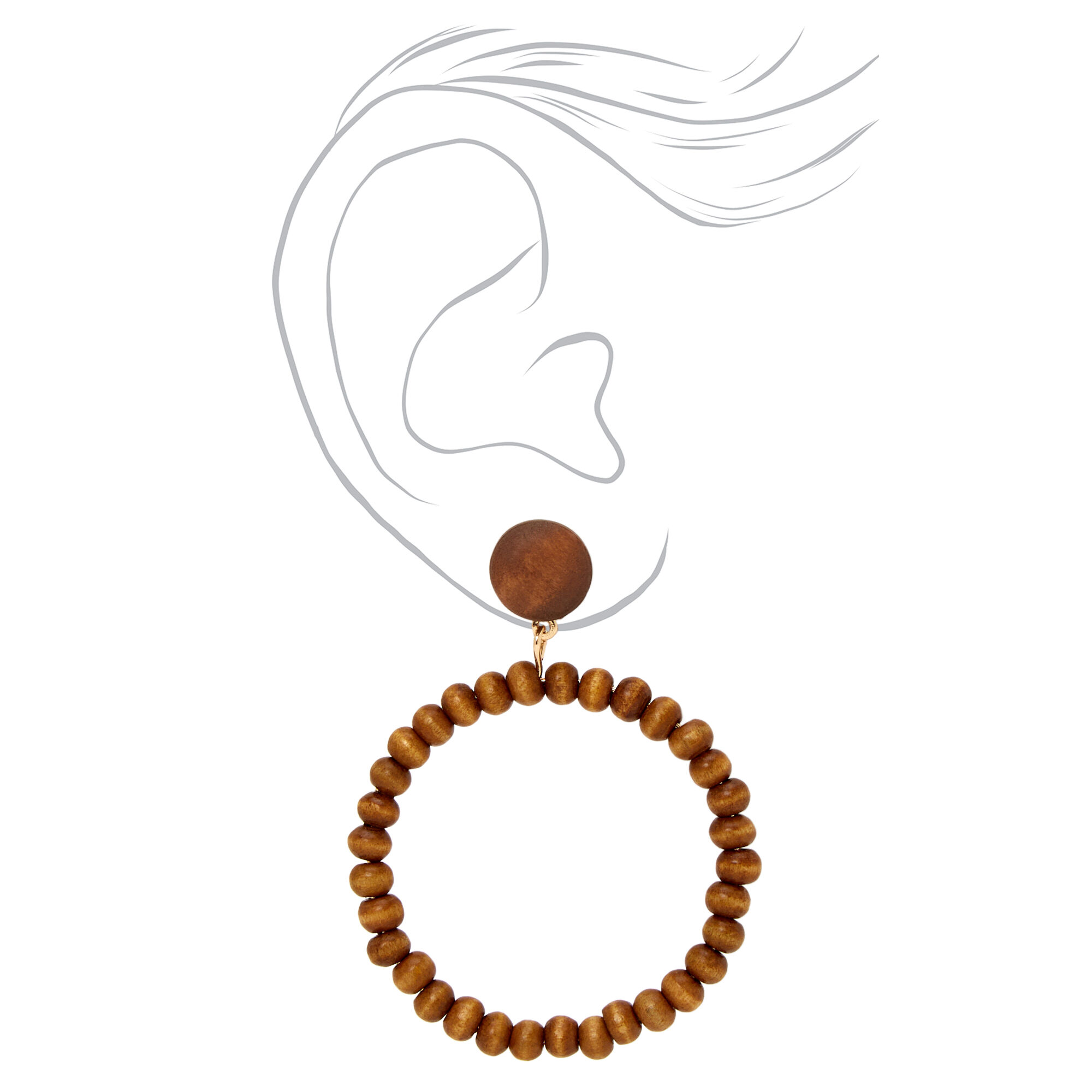 Brown 1.5" Beaded Door Knocker Drop Earrings,