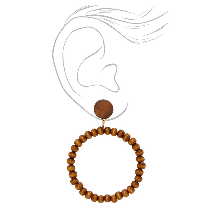 Brown 1.5&quot; Beaded Door Knocker Drop Earrings,
