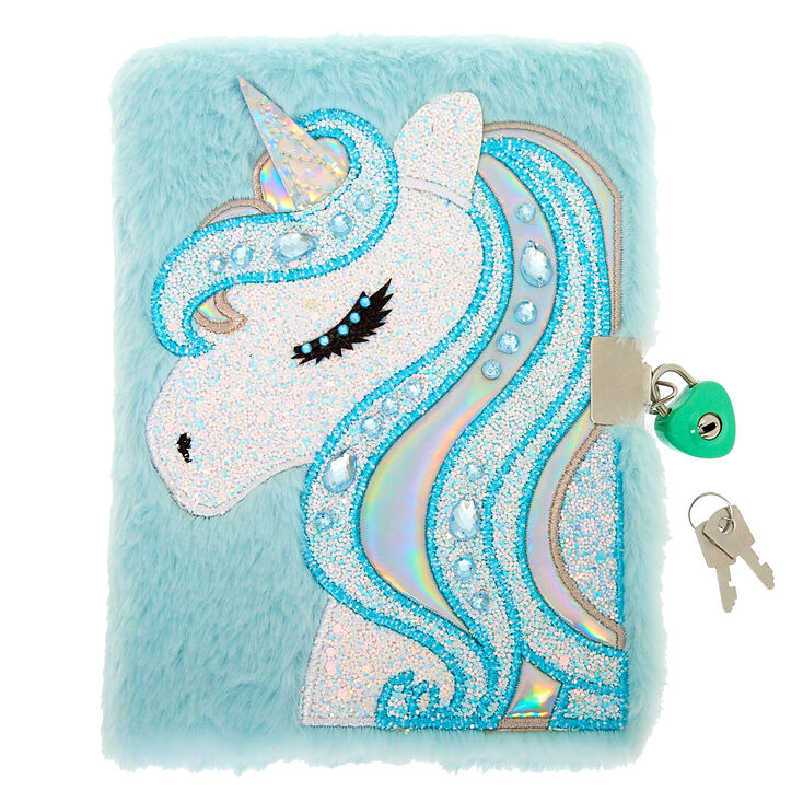 Miss Glitter the Unicorn Soft Lock Notebook - Mint,
