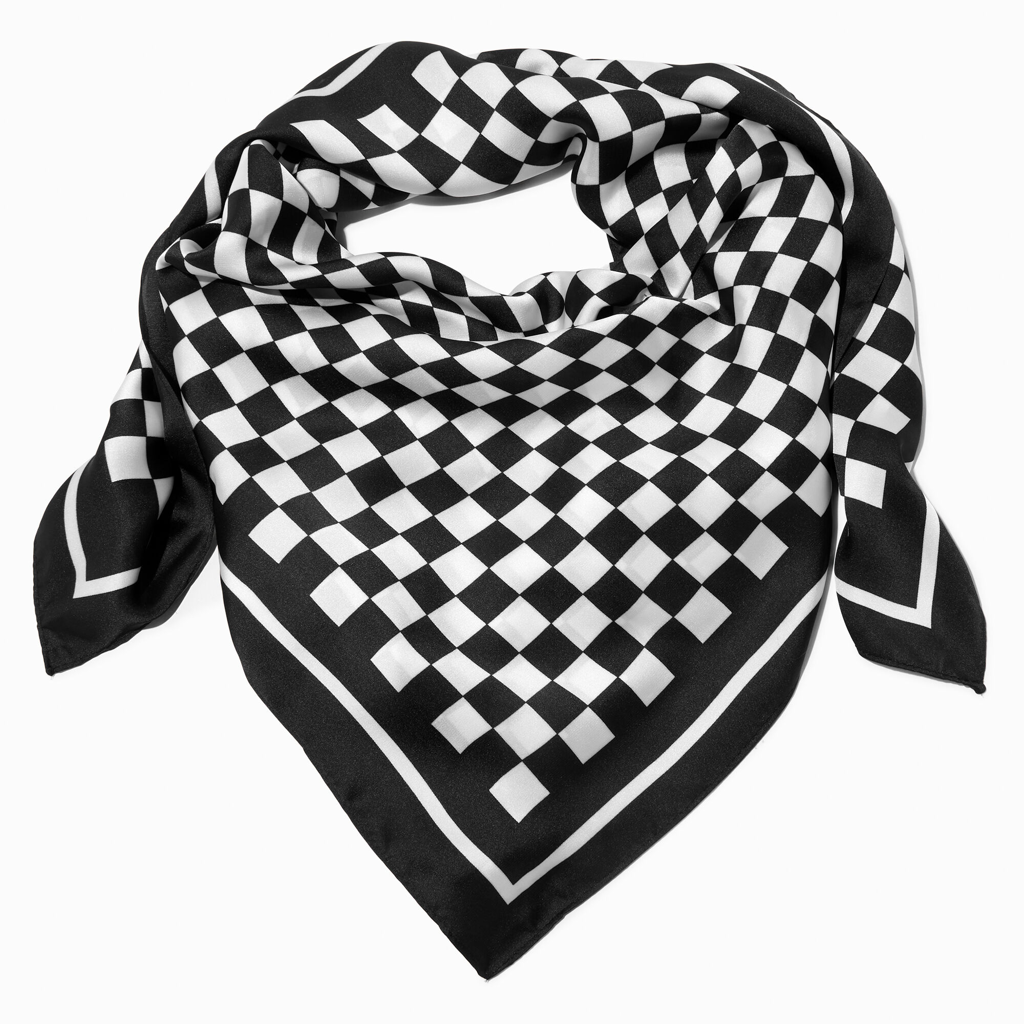 View Claires Black Checkerboard Square Scarf White information