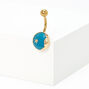 Gold 14G Glow in the Dark Blue Moon Belly Ring,