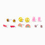 Pink Rainbow Stud Earrings - 6 Pack,
