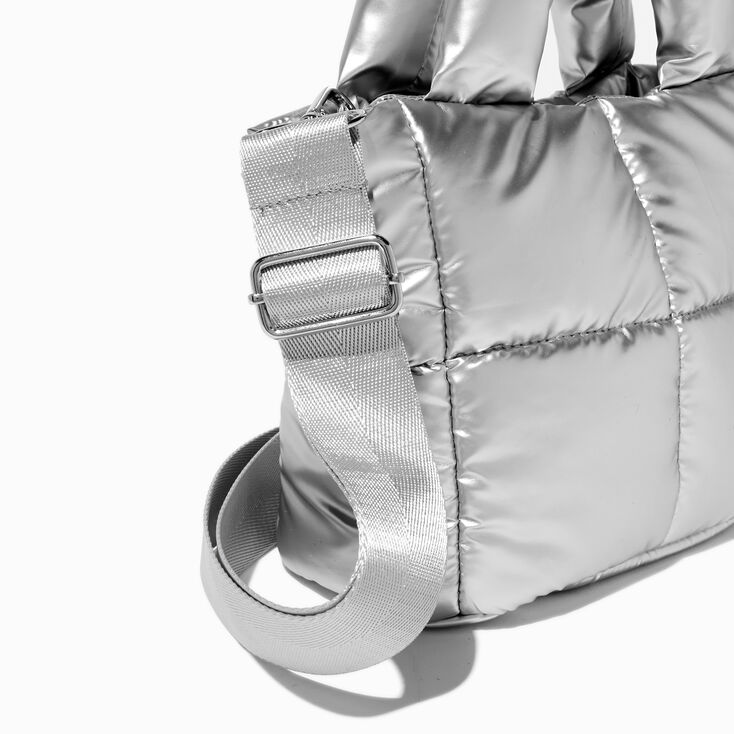 Silver Puffy Tote Bag ,