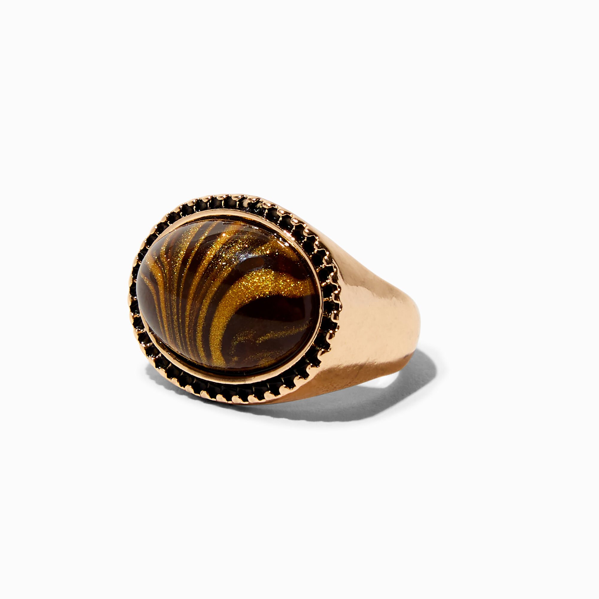 View Claires Faux Tigers Eye Tone Ring Gold information