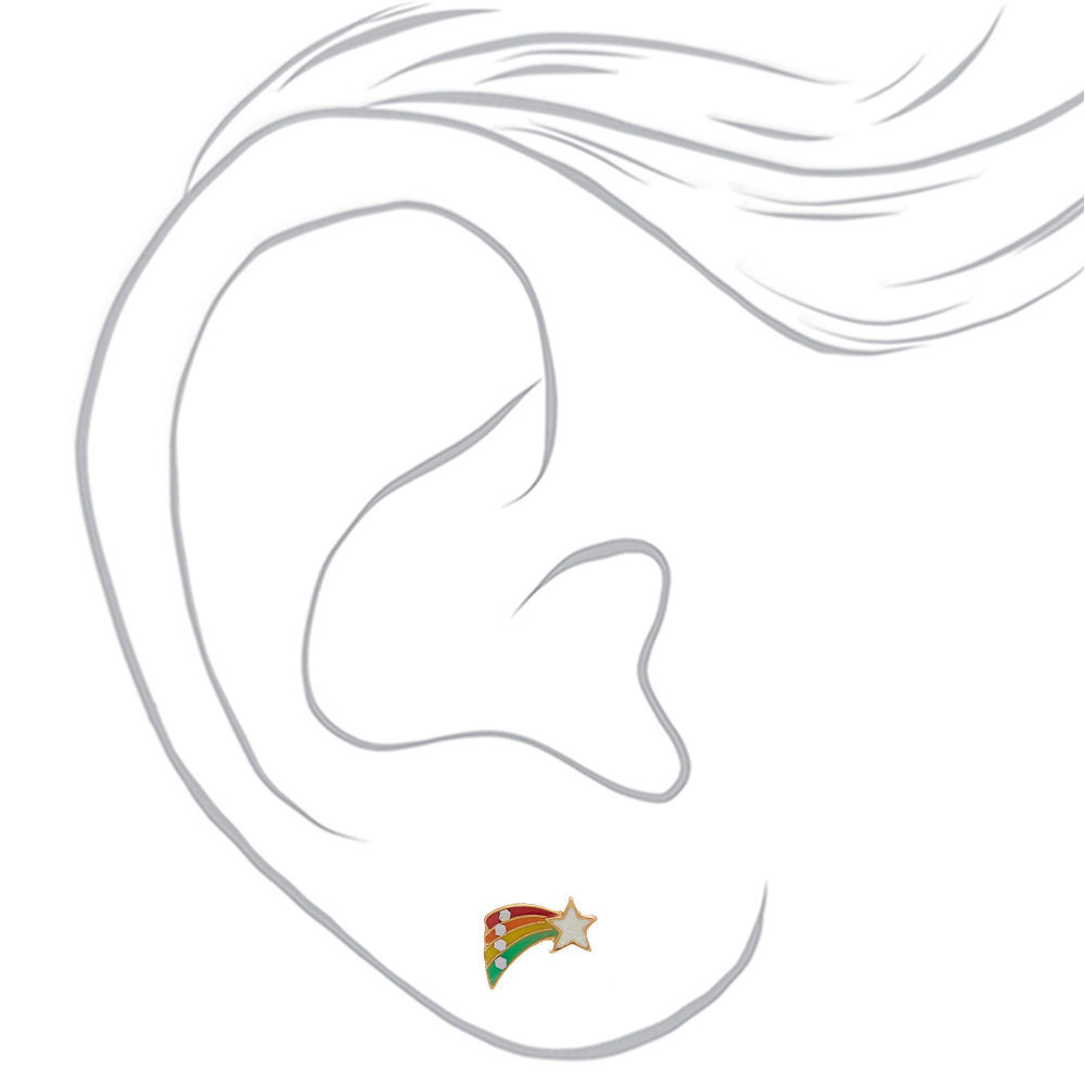 18kt Gold Plated Rainbow Panda Stud Earrings - 3 Pack,