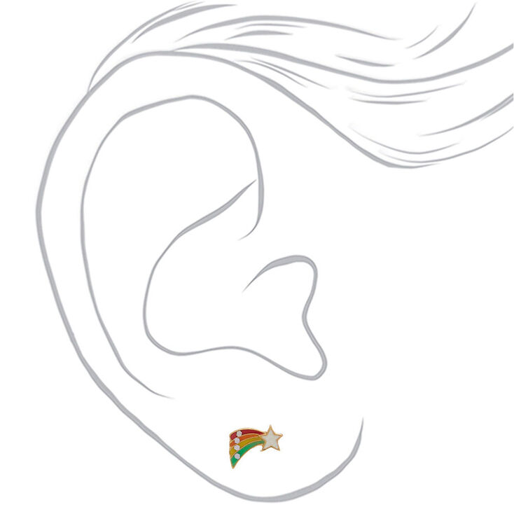 18kt Gold Plated Rainbow Panda Stud Earrings - 3 Pack,