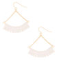 Gold Fringe Drop Earrings - White,
