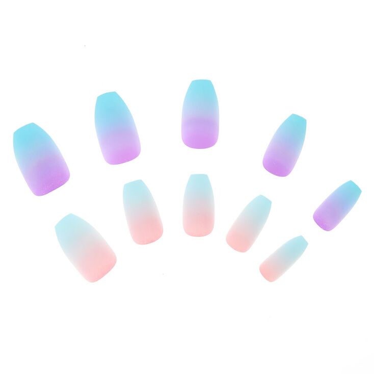 Bright Ombre Pastel Coffin Faux Nail Set 24 Pack Claire S
