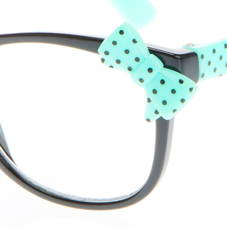 Claire&#39;s Club Polka Dot Bow Rectangle Clear Lens Frames - Mint,