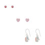 Sterling Silver Sherbet Unicorn Earrings - Pink, 3 Pack,