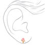 Gold Crystal Rose Clip On Earrings - Pink,