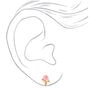 Gold Crystal Rose Clip On Earrings - Pink,