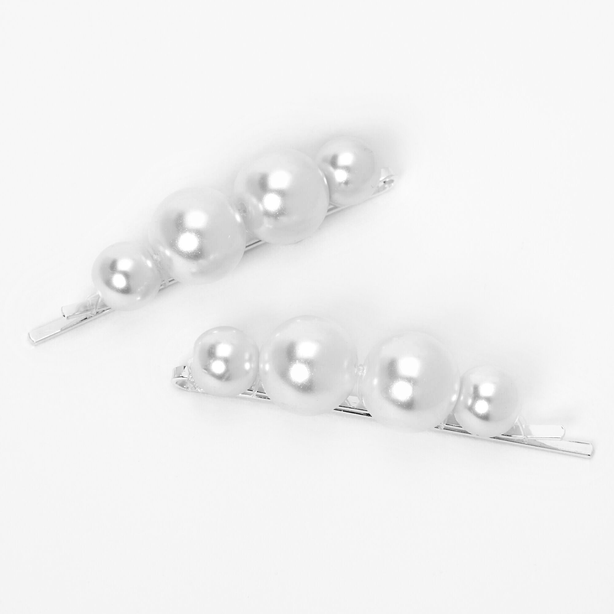 Silver Extra Large Pearls Hair Pins (2 Pack),
