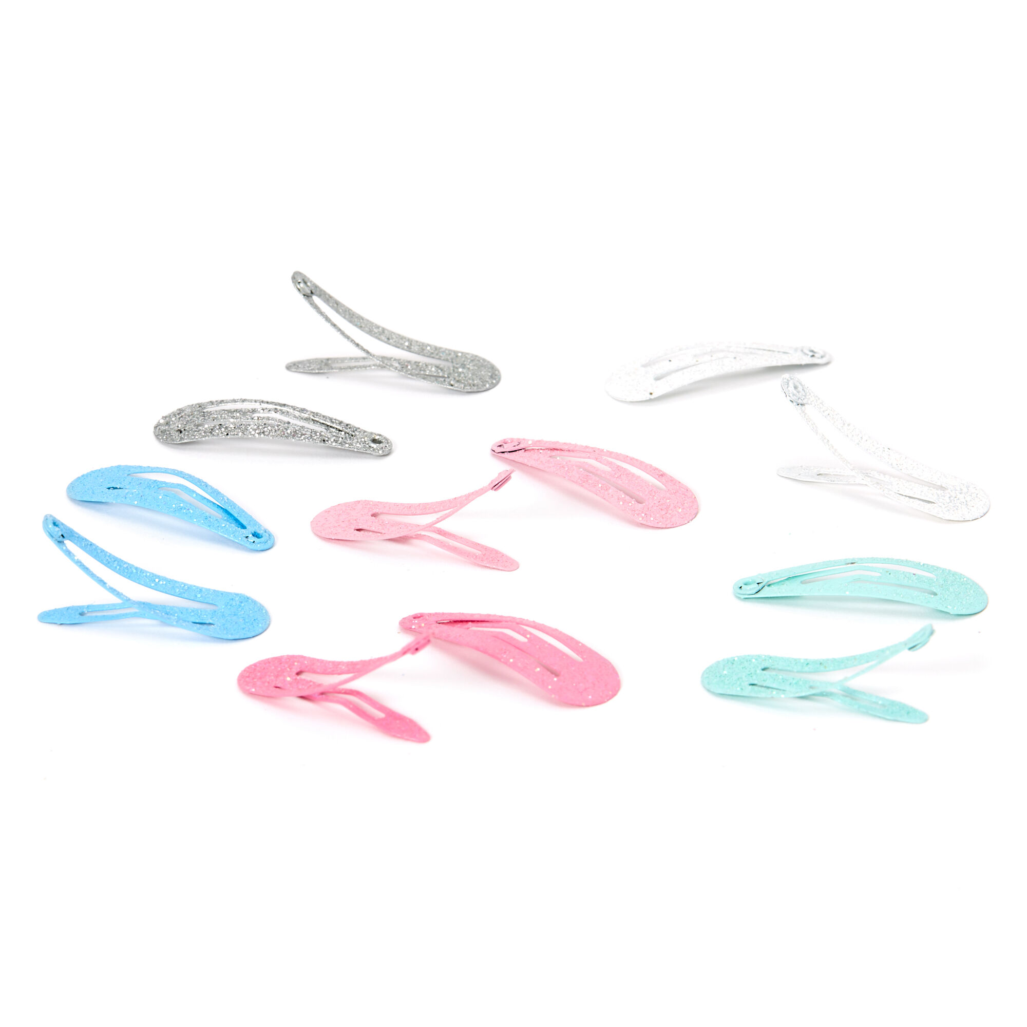 Claire's Club Pastel Glitter Snap Hair Clips - 12 Pack,