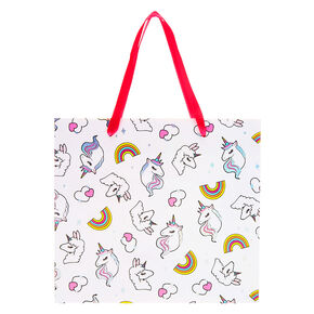 Sac cadeau de taille moyenne Miss Glitter la licorne - Blanc,