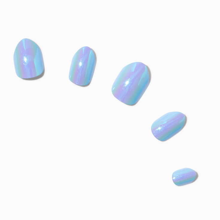 Blue Chrome Stiletto Press On Faux Nail Set - 24 Pack,