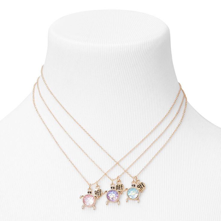 Best Friends Holographic Turtle Pendant Necklaces 3 Pack Claire S Us