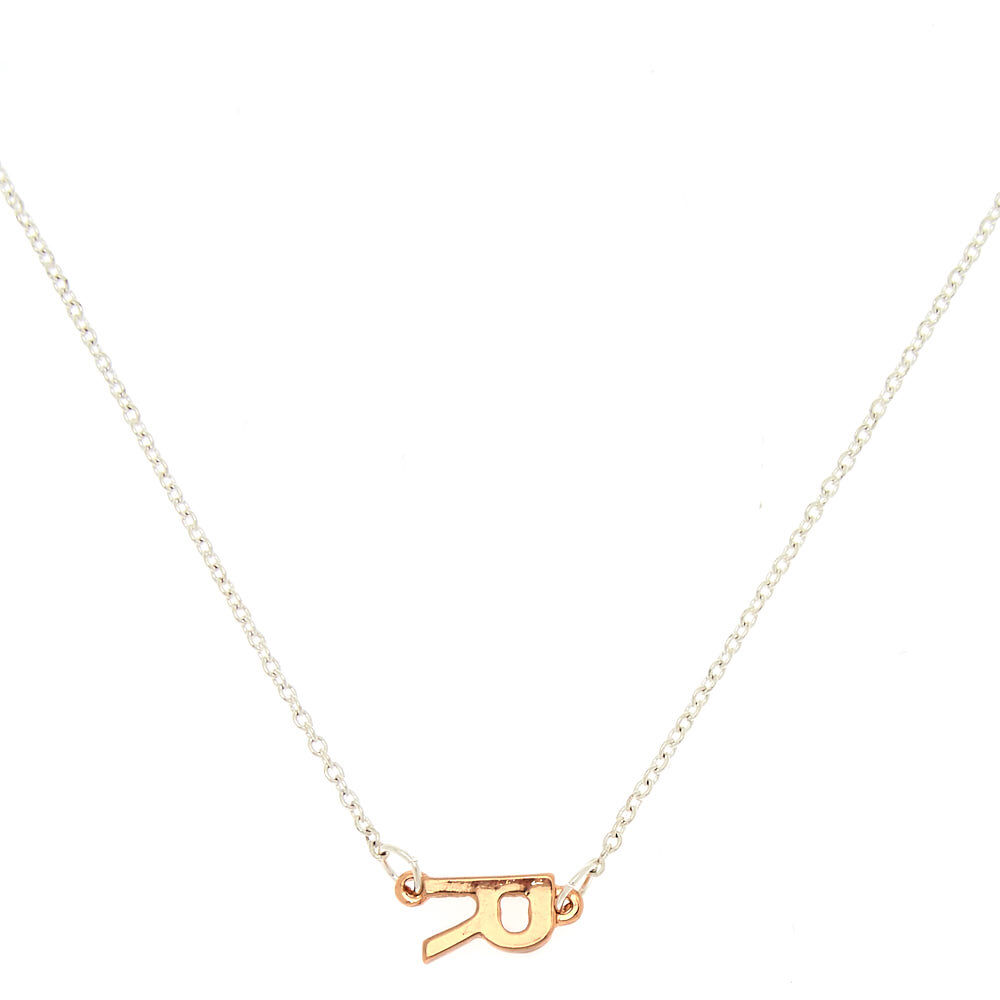 Collier à pendentif initiale « R » oblique en métaux mixtes,