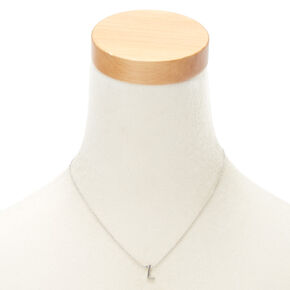 Silver Stone Initial Pendant Necklace - L,